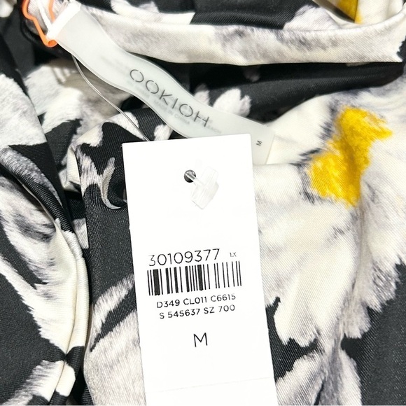 NWT Ookioh Lisbon Low-Back One-Piece Swimsuit Daisy Floral Print Black M - Picture 5 of 5